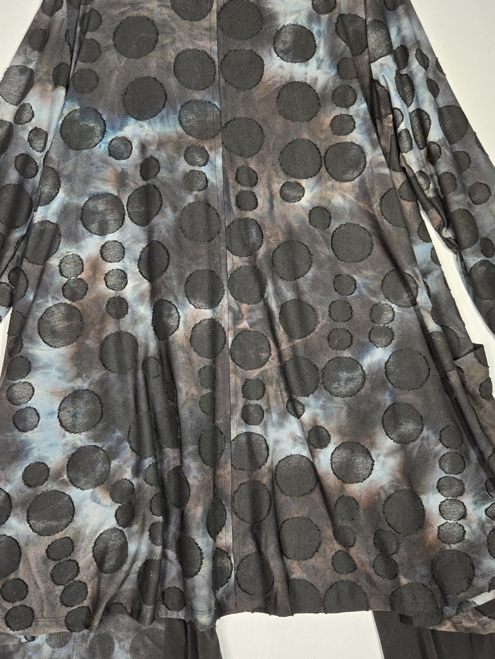 Alembika Knit Open Front Drape Swing Jacket Size 12 14 Black Grey Circle Print - Picture 14 of 16